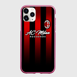 Чехол iPhone 11 Pro матовый AC Milan, цвет: 3D-малиновый