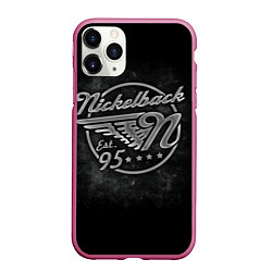 Чехол iPhone 11 Pro матовый Nickelback Est. 1995, цвет: 3D-малиновый