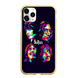 Чехол iPhone 11 Pro матовый The Beatles: Art Faces, цвет: 3D-желтый