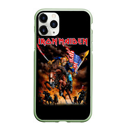 Чехол iPhone 11 Pro матовый Iron Maiden: USA Warriors, цвет: 3D-салатовый