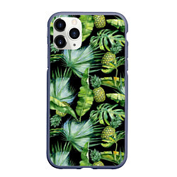 Чехол iPhone 11 Pro матовый Цветущие ананасы, цвет: 3D-серый