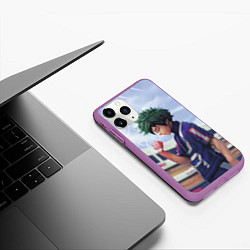 Чехол iPhone 11 Pro матовый My Hero Academia сжимает кулак, цвет: 3D-фиолетовый — фото 2