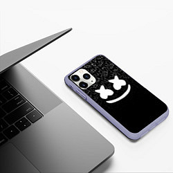 Чехол iPhone 11 Pro матовый Marshmello Black, цвет: 3D-светло-сиреневый — фото 2