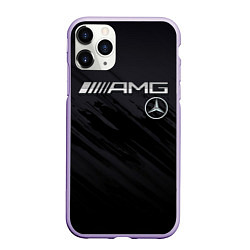 Чехол iPhone 11 Pro матовый Mercedes AMG, цвет: 3D-светло-сиреневый