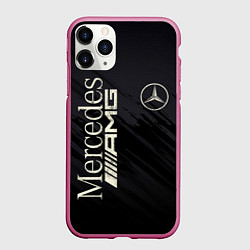 Чехол iPhone 11 Pro матовый Mercedes AMG: Black Edition, цвет: 3D-малиновый