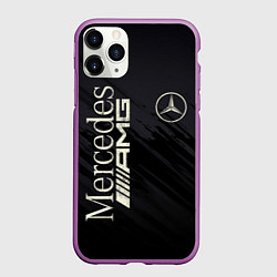 Чехол iPhone 11 Pro матовый Mercedes AMG: Black Edition, цвет: 3D-фиолетовый