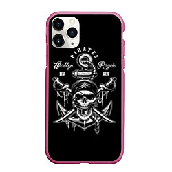 Чехол iPhone 11 Pro матовый Pirates Team, цвет: 3D-малиновый