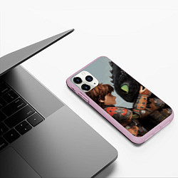Чехол iPhone 11 Pro матовый Как приручить дракона, цвет: 3D-розовый — фото 2