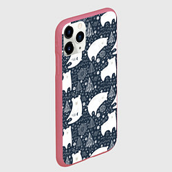 Чехол iPhone 11 Pro матовый Белые медведи, цвет: 3D-малиновый — фото 2