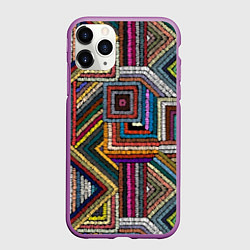 Чехол iPhone 11 Pro матовый Этнический ковровый орнамент, цвет: 3D-фиолетовый