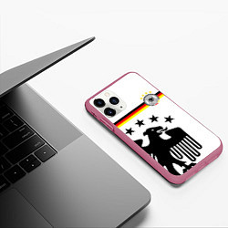 Чехол iPhone 11 Pro матовый Сборная Германии, цвет: 3D-малиновый — фото 2
