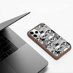 Чехол iPhone 11 Pro матовый Hipster skulls, цвет: 3D-коричневый — фото 2