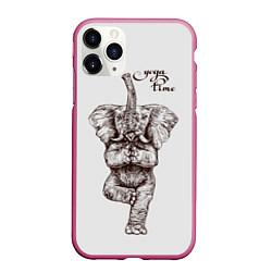 Чехол iPhone 11 Pro матовый Yoga time - elephant, цвет: 3D-малиновый