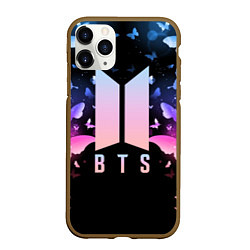 Чехол iPhone 11 Pro матовый BTS: Black Butterflies, цвет: 3D-коричневый