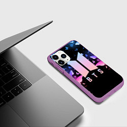 Чехол iPhone 11 Pro матовый BTS: Black Butterflies, цвет: 3D-фиолетовый — фото 2