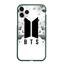 Чехол iPhone 11 Pro матовый BTS: Grey Butterflies, цвет: 3D-темно-зеленый