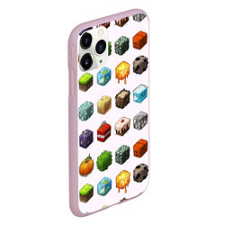 Чехол iPhone 11 Pro матовый Minecraft Cubes, цвет: 3D-розовый — фото 2