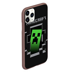 Чехол iPhone 11 Pro матовый Minecraft Creeper, цвет: 3D-коричневый — фото 2