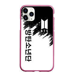 Чехол iPhone 11 Pro матовый BTS: White & Black, цвет: 3D-малиновый