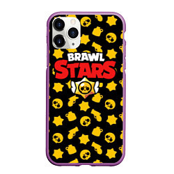 Чехол iPhone 11 Pro матовый Brawl Stars: Yellow Style, цвет: 3D-фиолетовый