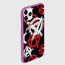 Чехол iPhone 11 Pro матовый Анархия - паттерн, цвет: 3D-фиолетовый — фото 2