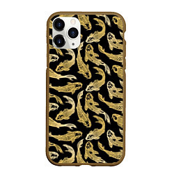 Чехол iPhone 11 Pro матовый Золотые карпы кои, цвет: 3D-коричневый