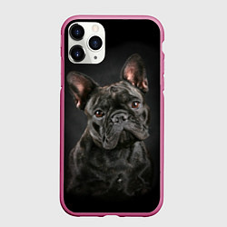 Чехол iPhone 11 Pro матовый Французский бульдог, цвет: 3D-малиновый