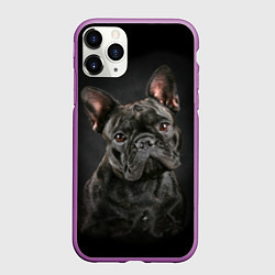 Чехол iPhone 11 Pro матовый Французский бульдог, цвет: 3D-фиолетовый