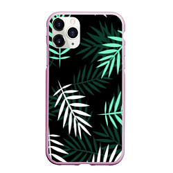 Чехол iPhone 11 Pro матовый Листья пальмы, цвет: 3D-розовый