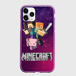 Чехол iPhone 11 Pro матовый MINECRAFT, цвет: 3D-фиолетовый