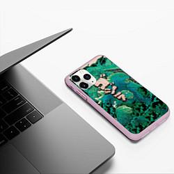 Чехол iPhone 11 Pro матовый Forest Godzilla, цвет: 3D-розовый — фото 2