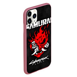 Чехол iPhone 11 Pro матовый Cyberpunk 2077: Samurai, цвет: 3D-малиновый — фото 2