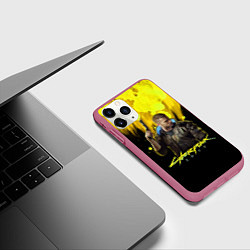 Чехол iPhone 11 Pro матовый Cyberpunk 2077, цвет: 3D-малиновый — фото 2