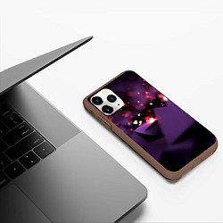 Чехол iPhone 11 Pro матовый Фиолетовая абстракция с блестками, цвет: 3D-коричневый — фото 2