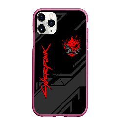 Чехол iPhone 11 Pro матовый Cyberpunk 2077: Grey Samurai, цвет: 3D-малиновый