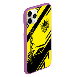 Чехол iPhone 11 Pro матовый Cyberpunk 2077: Yellow Samurai, цвет: 3D-фиолетовый — фото 2