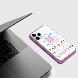 Чехол iPhone 11 Pro матовый BTS белый постер, цвет: 3D-фиолетовый — фото 2