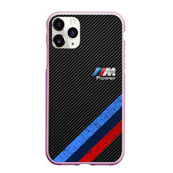 Чехол iPhone 11 Pro матовый BMW КАРБОН, цвет: 3D-розовый