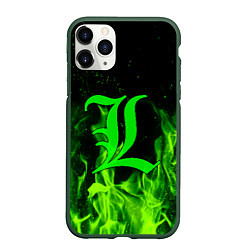 Чехол iPhone 11 Pro матовый L letter flame, цвет: 3D-темно-зеленый