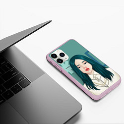 Чехол iPhone 11 Pro матовый Billie Eilish: Turquoise Hair, цвет: 3D-розовый — фото 2