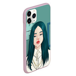 Чехол iPhone 11 Pro матовый Billie Eilish: Turquoise Hair, цвет: 3D-розовый — фото 2