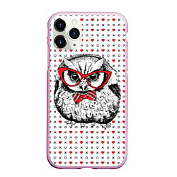 Чехол iPhone 11 Pro матовый Мудрая сова в очках, цвет: 3D-розовый