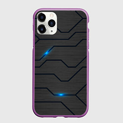 Чехол iPhone 11 Pro матовый Led подсветка, цвет: 3D-фиолетовый