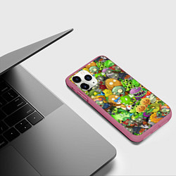 Чехол iPhone 11 Pro матовый PLANTS VS ZOMBIES, цвет: 3D-малиновый — фото 2
