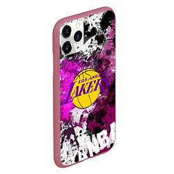 Чехол iPhone 11 Pro матовый Лос-Анджелес Лейкерс, Los Angeles Lakers, цвет: 3D-малиновый — фото 2