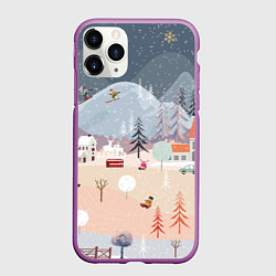 Чехол iPhone 11 Pro матовый Новогодние каникулы, цвет: 3D-фиолетовый