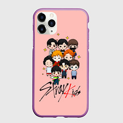 Чехол iPhone 11 Pro матовый Stray Kids, цвет: 3D-фиолетовый