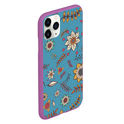 Чехол iPhone 11 Pro матовый Цветочный рай узор, цвет: 3D-фиолетовый — фото 2