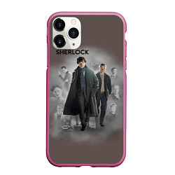 Чехол iPhone 11 Pro матовый Sherlock, цвет: 3D-малиновый