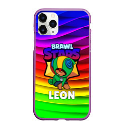 Чехол iPhone 11 Pro матовый BRAWL STARS LEON, цвет: 3D-фиолетовый